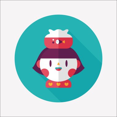 Evde beslenen hayvan balık ve kız arkadaşlık düz simgesi ile uzun gölge, eps10