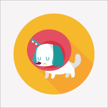 Evde beslenen hayvan Elizabethan yaka uzun gölge, eps10 düz simgesiyle