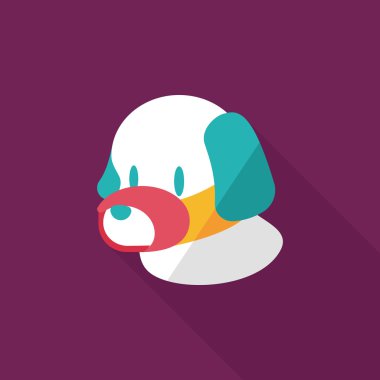 Evde beslenen hayvan köpek ağız kapak düz simgesiyle uzun gölge, eps10