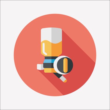 Evde beslenen hayvan su içme uzun gölge, eps10 ile düz simgesi