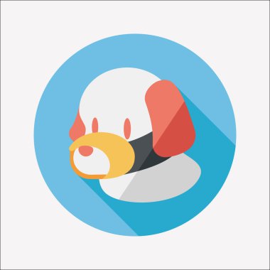 Evde beslenen hayvan köpek ağız kapak düz simgesiyle uzun gölge, eps10