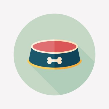 Uzun Gölge, eps10 ile evde beslenen hayvan köpek kase düz simgesi