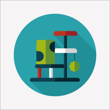 Evde beslenen hayvan kedi ağaç uzun gölge, eps10 düz simgesiyle