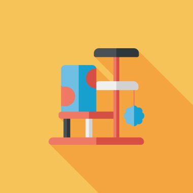 Evde beslenen hayvan kedi ağaç uzun gölge, eps10 düz simgesiyle