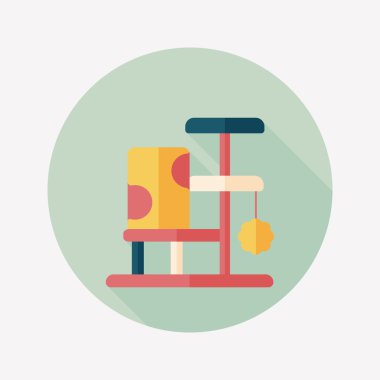 Evde beslenen hayvan kedi ağaç uzun gölge, eps10 düz simgesiyle