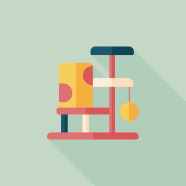 Evde beslenen hayvan kedi ağaç uzun gölge, eps10 düz simgesiyle