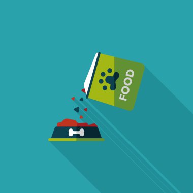 Uzun Gölge, eps10 ile evde beslenen hayvan köpek gıda düz simgesi