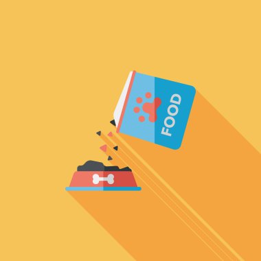 Uzun Gölge, eps10 ile evde beslenen hayvan köpek gıda düz simgesi