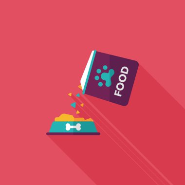 Uzun Gölge, eps10 ile evde beslenen hayvan köpek gıda düz simgesi