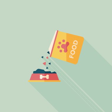 Uzun Gölge, eps10 ile evde beslenen hayvan köpek gıda düz simgesi