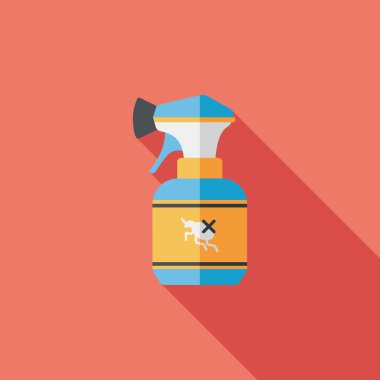 Evde beslenen hayvan pire spreyi uzun gölge, eps10 düz simgesiyle