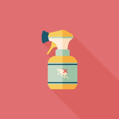 Evde beslenen hayvan pire spreyi uzun gölge, eps10 düz simgesiyle