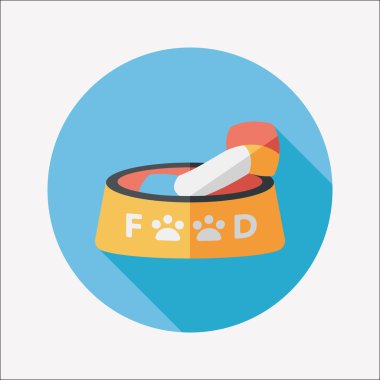 Uzun Gölge, eps10 ile evde beslenen hayvan köpek gıda düz simgesi