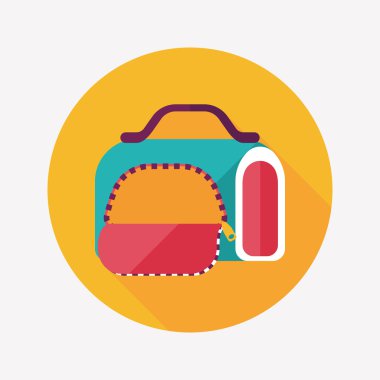 Evde beslenen hayvan köpek seyahat kafes düz simgesiyle uzun gölge, eps10