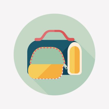 Evde beslenen hayvan köpek seyahat kafes düz simgesiyle uzun gölge, eps10