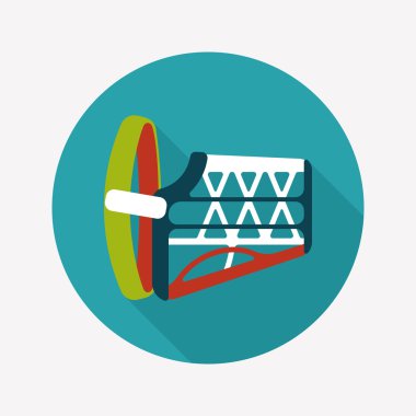 Evde beslenen hayvan köpek ağız kapak düz simgesiyle uzun gölge, eps10