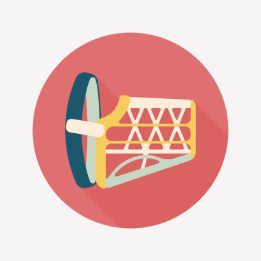 Evde beslenen hayvan köpek ağız kapak düz simgesiyle uzun gölge, eps10