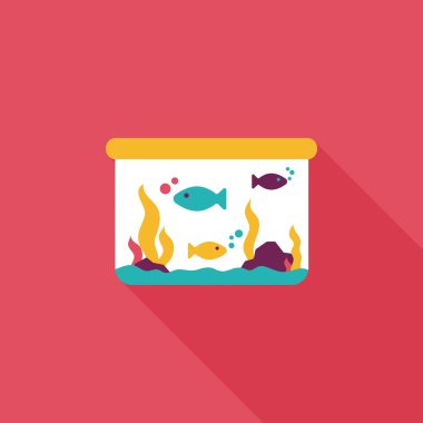 Pet fish flat icon with long shadow,eps10 clipart