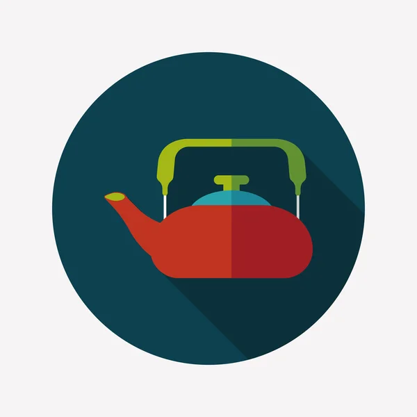 Batterie de cuisine théière icône plate avec ombre longue, eps10 — Image vectorielle