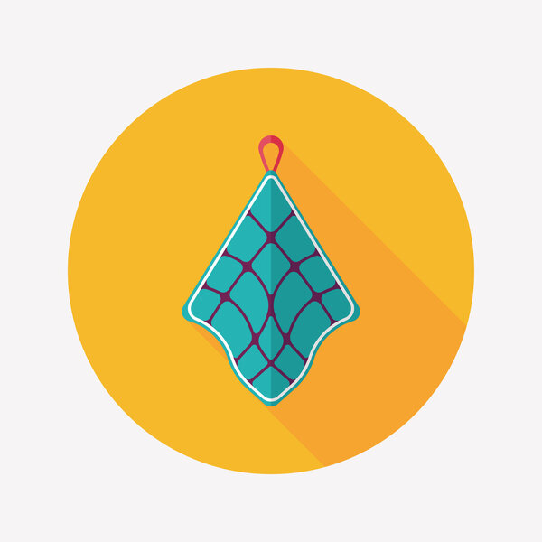 кухонные принадлежности тряпка плоская значок с длинной тенью, eps10
