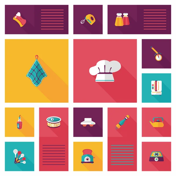 Ustensiles de cuisine plat app ui fond, eps10 — Image vectorielle