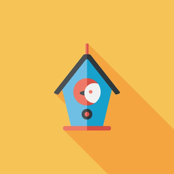 Pet bird house flat icon with long shadow, eps10 — стоковый вектор