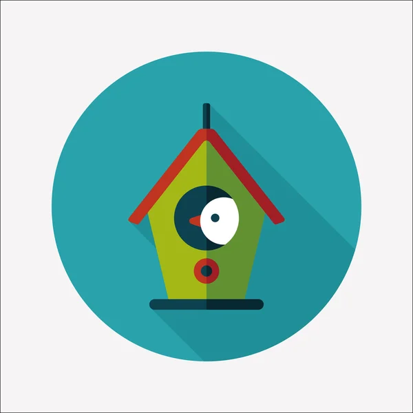 Pet bird house flat icon with long shadow,eps10 — Stock Vector