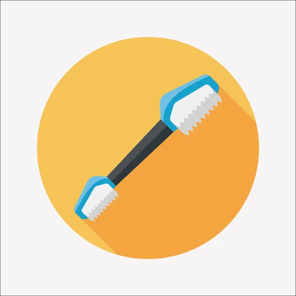 Pieścić zębów szczotki płaskie ikona z długim cieniem, eps10 — Wektor stockowy