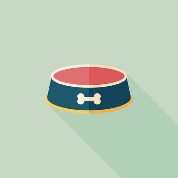 Pet dog bowl flat icon with long shadow, eps10 — стоковый вектор