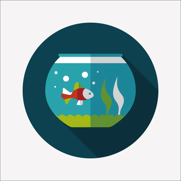 Pet fish icona piatta con lunga ombra, eps10 — Vettoriale Stock