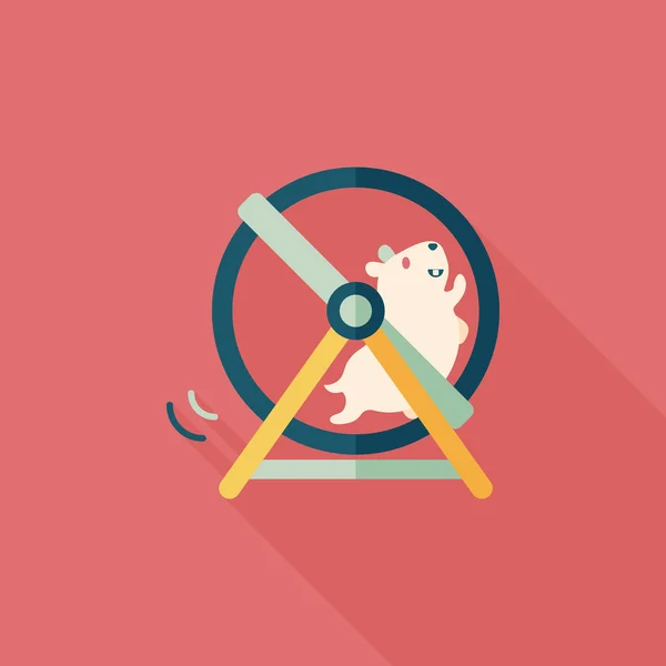 Pet mouse exercise wheel flat icon with long shadow, eps10 — стоковый вектор