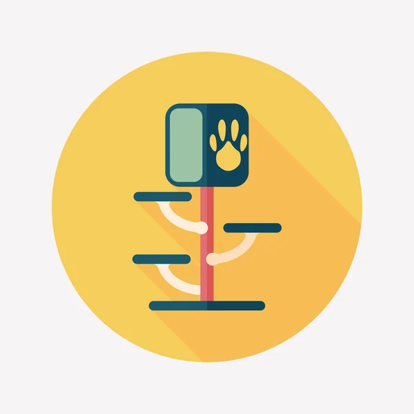 Pet cat tree flat icon with long shadow, eps10 — стоковый вектор