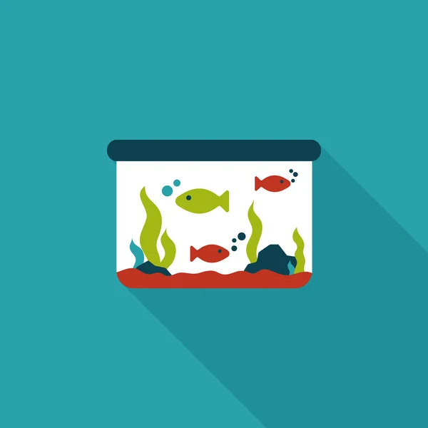 De platte pictogram huisdier vis met lange schaduw, eps10 — Stockvector