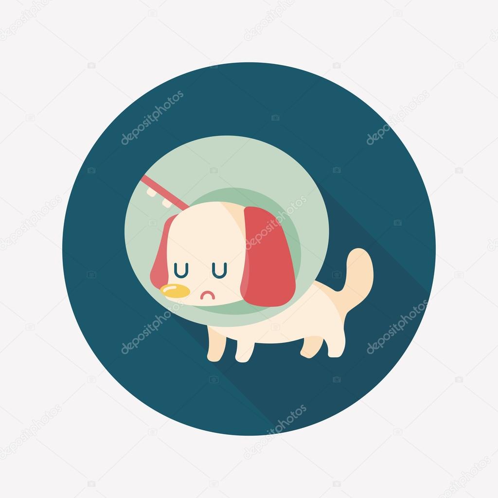 Pet Elizabethan collar flat icon with long shadow,eps10
