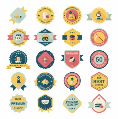 Cadılar Bayramı kartı afiş tasarım düz arka plan hazır, eps10