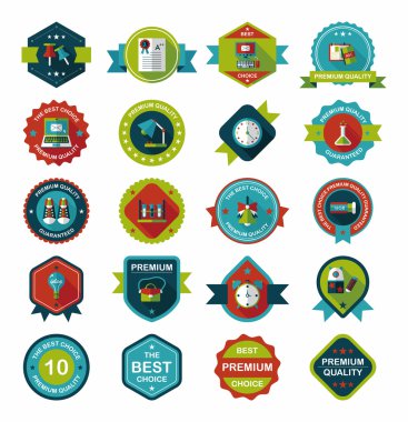 Okul rozet afiş tasarım düz arka plan ayarlamak, eps10