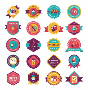 Okul rozet afiş tasarım düz arka plan ayarlamak, eps10