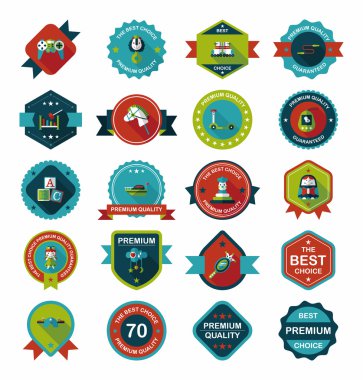 Oyuncak rozet afiş tasarım düz arka plan ayarlamak, eps10