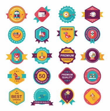 Oyuncak rozet afiş tasarım düz arka plan ayarlamak, eps10