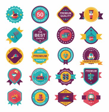 Rozet afiş tasarım düz arka plan ayarlamak, eps10 seyahat