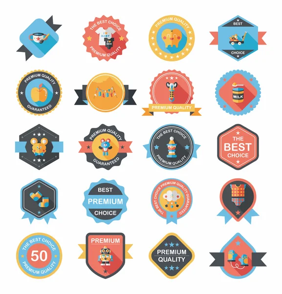 Baby badge banner ontwerp platte achtergrond instellen, eps10 — Stockvector