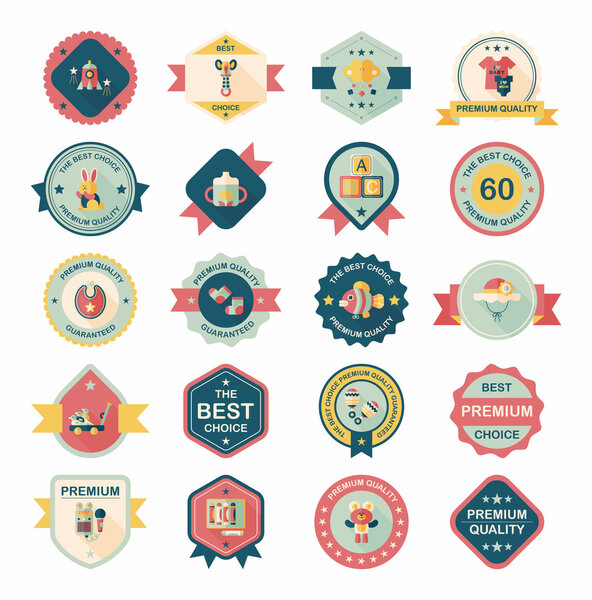 Baby badge banner design flat background set, eps10