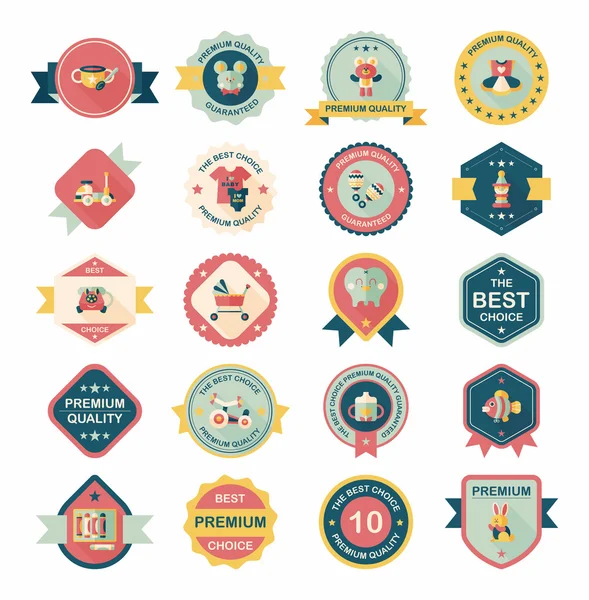 Ensemble de bannière de badge bébé design fond plat, eps10 — Image vectorielle