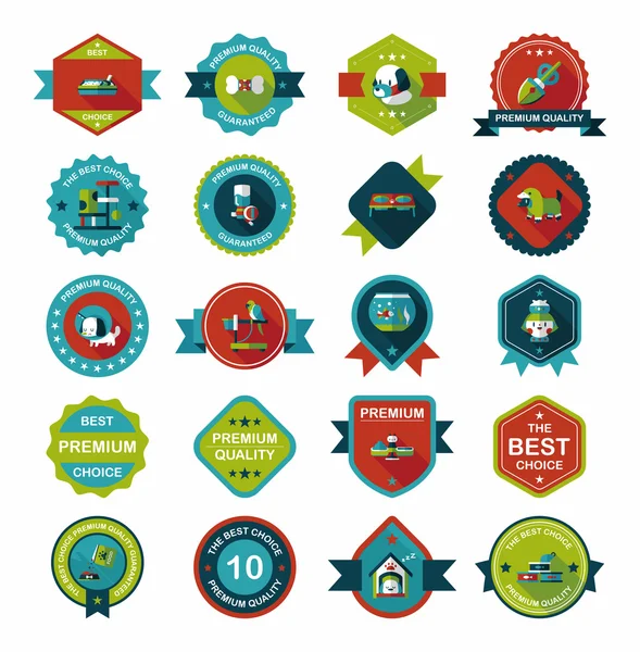 Pet badge flat banner design background set, eps10 — Stock Vector