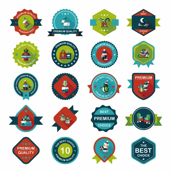 Ensemble de fond plat de conception de bannière de badge de Noël, eps10 — Image vectorielle