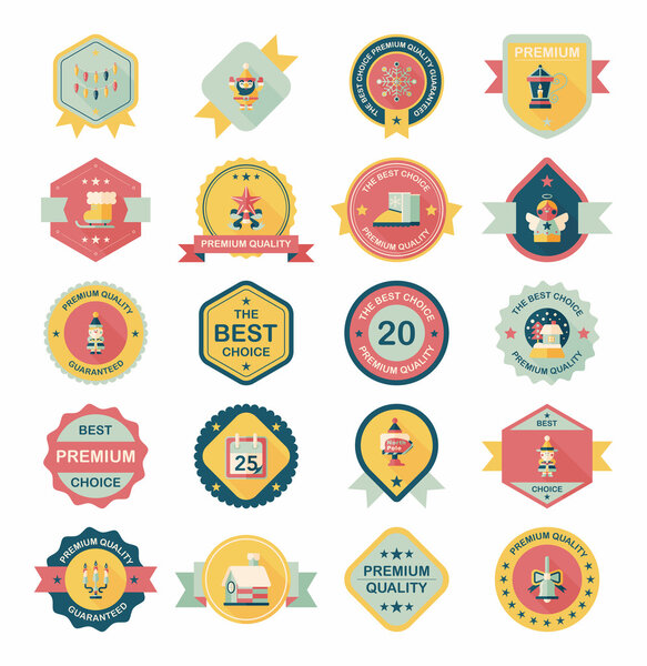 Christmas badge banner design flat background set, eps10