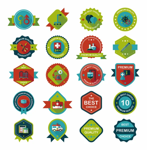 Ziekenhuis badge banner ontwerp platte achtergrond instellen, eps10 — Stockvector