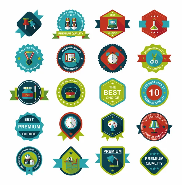 School badge banner ontwerp platte achtergrond instellen, eps10 — Stockvector