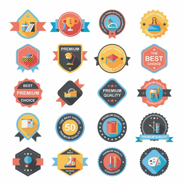 School badge banner ontwerp platte achtergrond instellen, eps10 — Stockvector