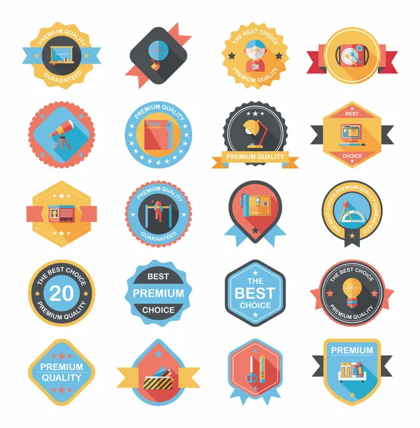 School badge banner ontwerp platte achtergrond instellen, eps10 — Stockvector